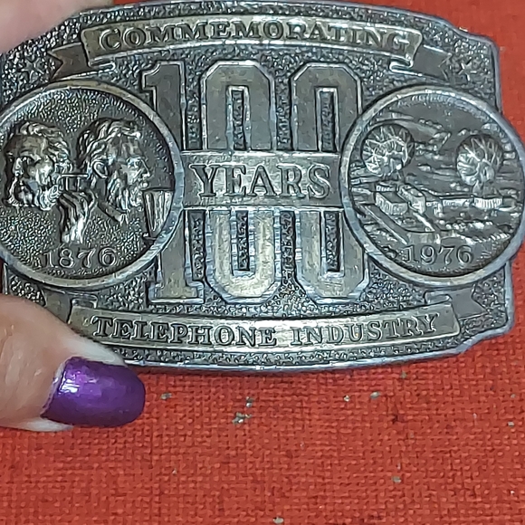Vintage Belt Buckle Commemorating 100 Years 1876-1976 Telephone Industry - Picture 10 of 10